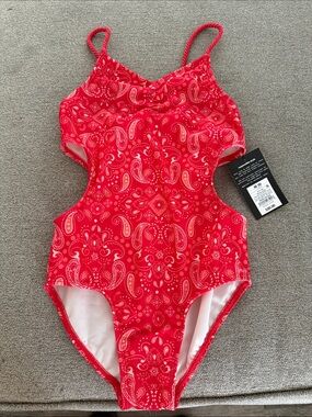 art class Red Paisley Cutout One-Piece Swimsuit